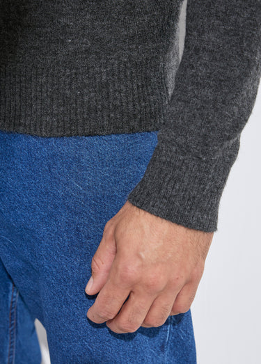 Pull col rond fine jauge, coupe ajustée Gris Fonce