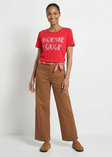 Jean large denim stretch Noisette