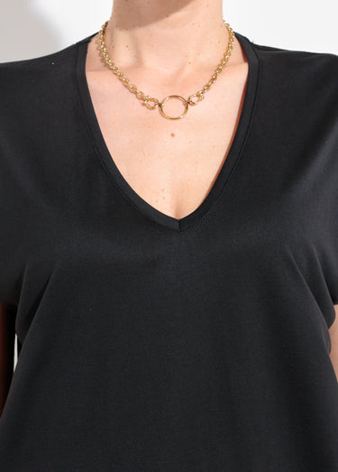 T-shirt fluide manches courtes porté loose Noir