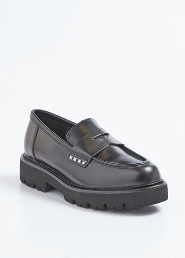 Mocassins cuir avec semelle épaisse crantée Noir
