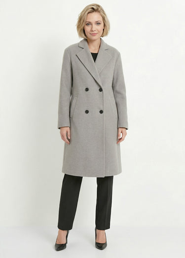 Manteau double boutonnage col tailleur Gris