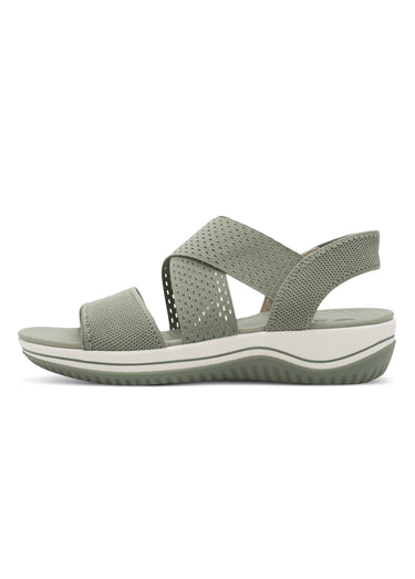 Sandales larges brides mesh et élastiques Sauge
