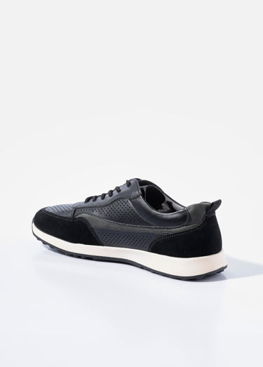 Baskets bimatière en simili cuir perforé Noir