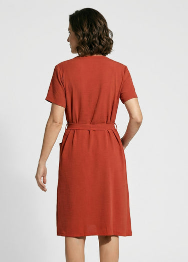 Robe chemisier en crêpe, style ethnique Terracota
