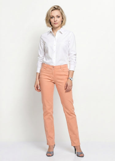 Le pantalon 5 poches brodé Abricot