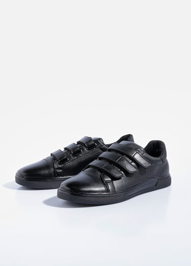 Baskets casual à scratchs en simili cuir Noir