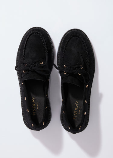 Mocassins en suédine avec oeillets métal Noir