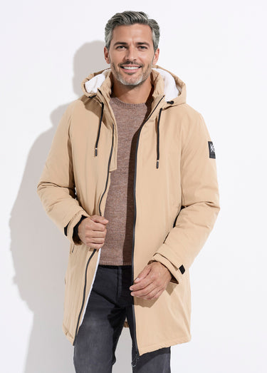 Parka casual fourrée à capuche Beige