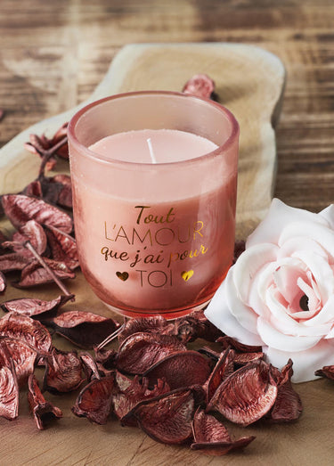 Coffret bougie parfumé + pot pourri Rose