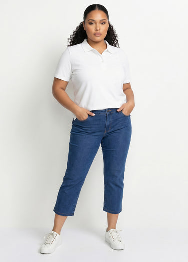 T-shirt maille piquée coton col polo Blanc