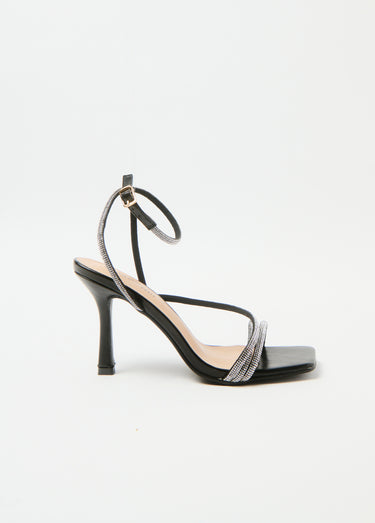 Sandales à strass avec talon haut Noir