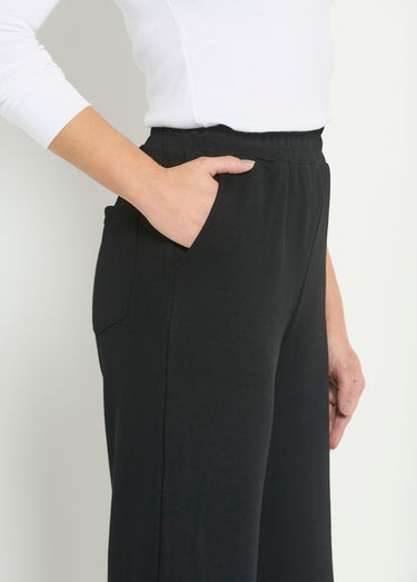 Pantalon large confort maille polo Noir