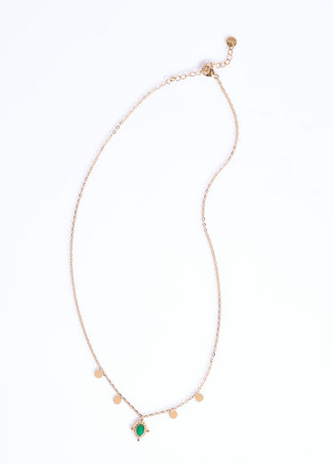 Collier pendentif pierre acier inoxydable Dore