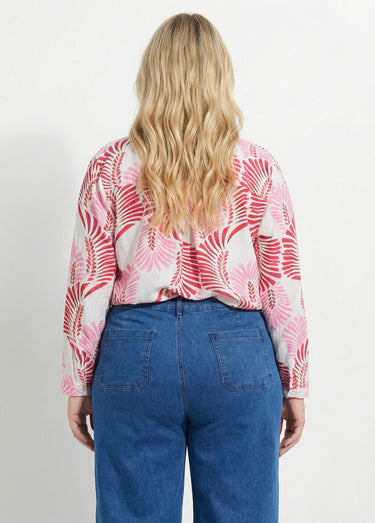 Tunique boutonnée motif feuillage pop Imprime/Rose