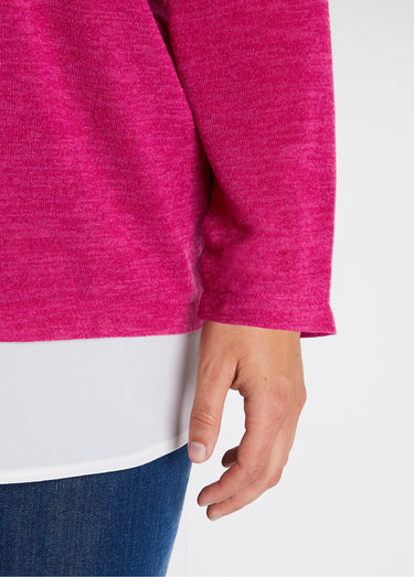 T-shirt mi-long effet 2 en 1 Cassis