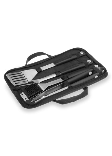 Mallette de barbecue 4 pièces acier inox Noir