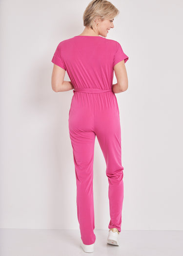 Combinaison pantalon maille extensible Fuchsia