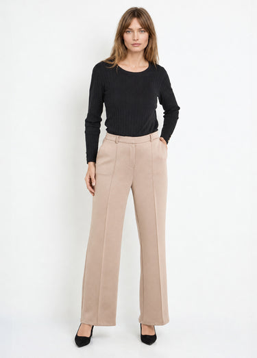 Pantalon structuré de ville maille milano unie Beige