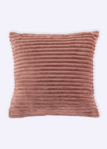 Coussin déco cotelé façon velours Roux