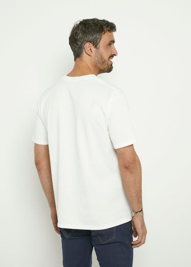 T-shirt coton épais, broderie graphique Blanc