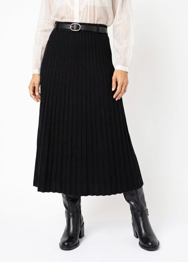 Jupe longue en maille lourde avec ceinture Noir