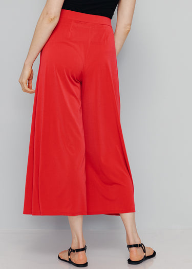 Jupe-pantalon ceinture élastiquée Uni Framboise