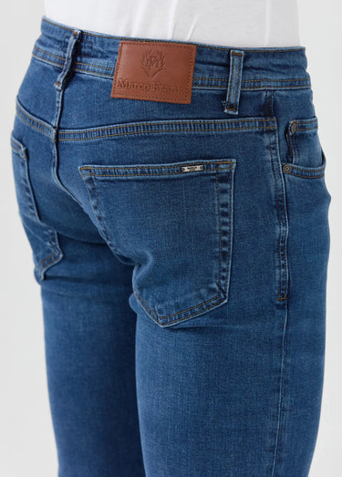 Jean 5 poches en denim, coupe fittée Bleu Denin