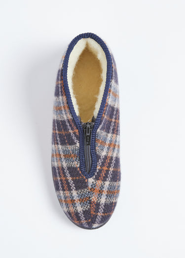 Chaussons montants zippés chauds confort Marine