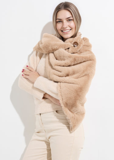 Tour de cou fausse fourrure léopard Beige