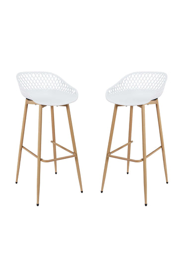 Tabouret de bar avec dossier ajouré Blanc