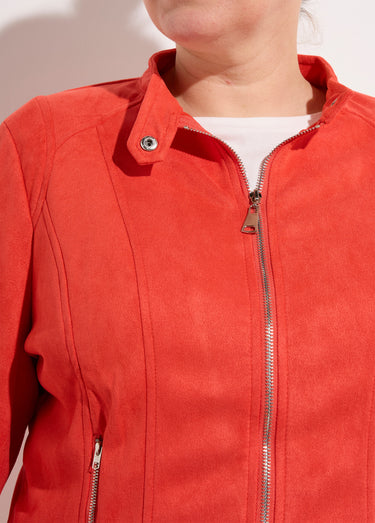 Veste courte suédine style perfecto Orange