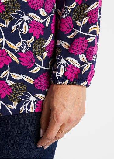 Tunique ample longue imprimé floral Imprime Fuchsia