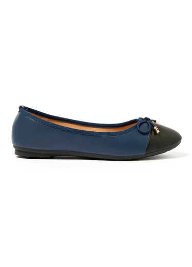 Ballerines bout rapporté et petit nœud Marine