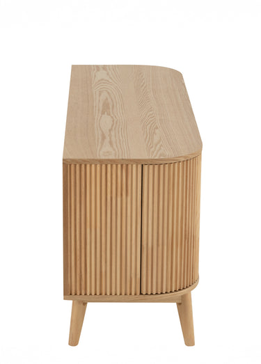 Commode en pin avec 2 portes rainurées Naturel