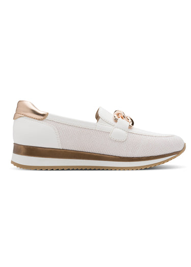 Mocassins compensés multimatières Blanc / Rose gold
