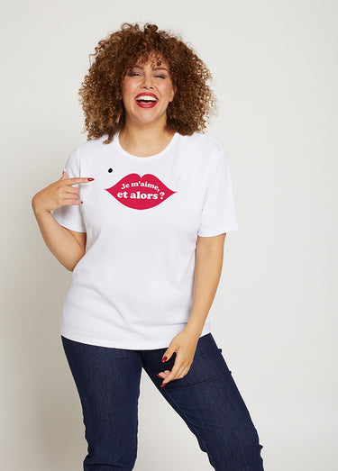 T-shirt à message en coton BIO Ecru