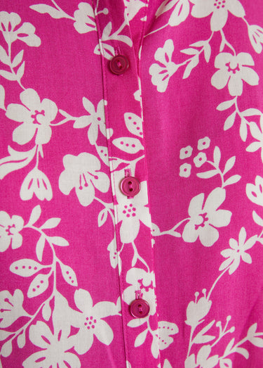 Chemisier imprimé manches 3/4 dos plus long Fuchsia/Blanc