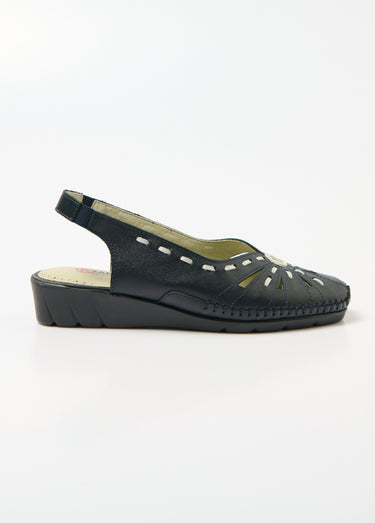 Sandales cuir bout fermé largeur confort Marine