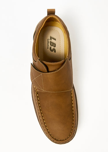 Chaussures bateau avec bande scratchée Camel