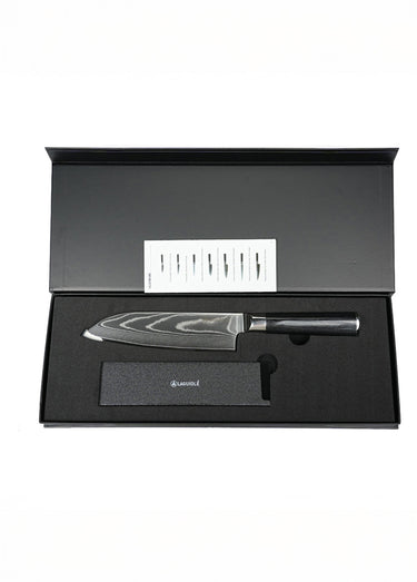 Couteau Santoku lame damas + étui, Core Noir