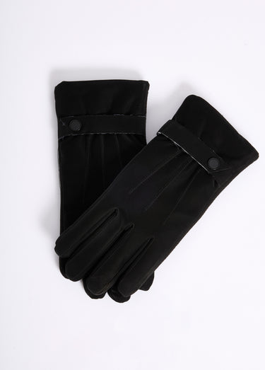 Gants suédine, patte de serrrage poignet Noir