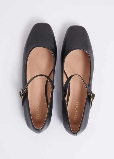 Ballerines babies plates avec bout carré Noir
