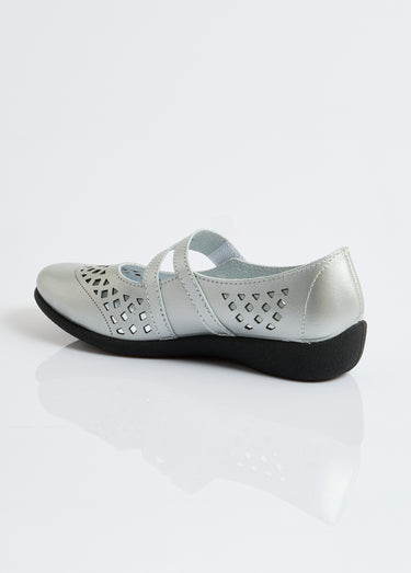 Ballerines babies cuir largeur confort Argent Irise