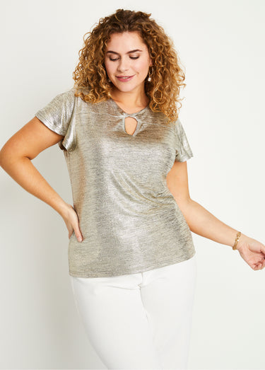 T-shirt court maille brillante cérémonie Dore