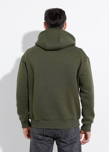 Sweat molleton à capuche poche kangourou Kaki