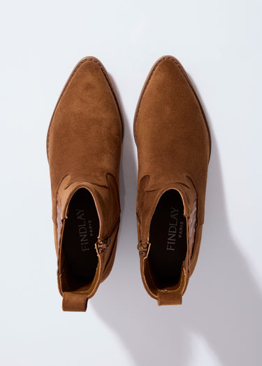 Boots western suédine détail métallisé Camel