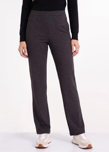 Pantalon droit taille semi élastiquée Uni Gris