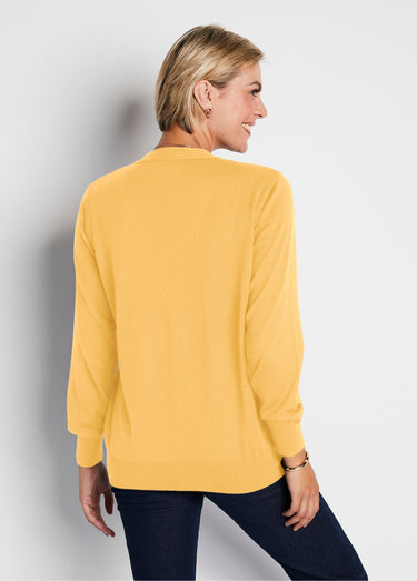 Gilet boutonné col V avec laine mérinos Vanille