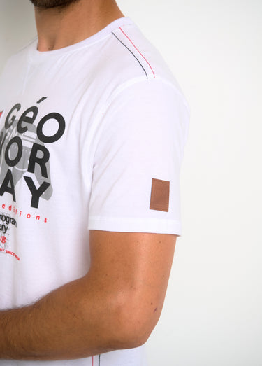 T-shirt homme col rond et inscriptions Blanc