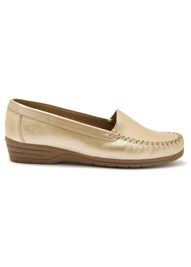 Mocassins cuir grande largeur Dore